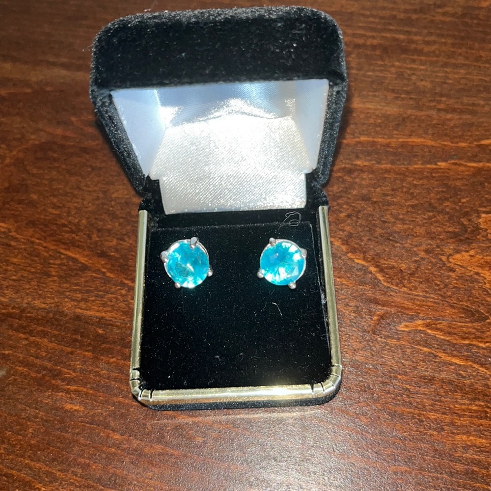 Silver & Aqua Marine Pierced Earrings NWOT